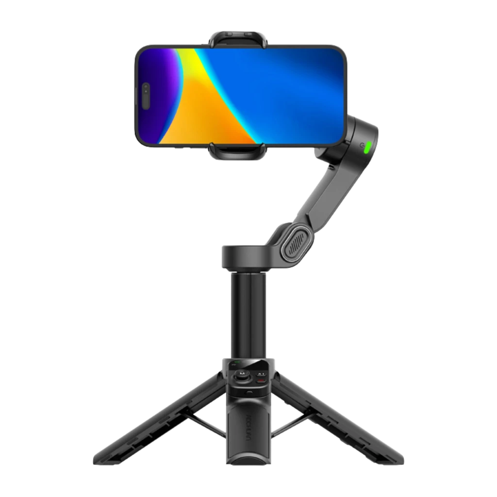 AOCHUAN Smart X3 Gimbal 3 ejes plegable en negro con mango ergonómico, controles integrados, brazo extensible y soporte para smartphone con estabilización - Ítem3