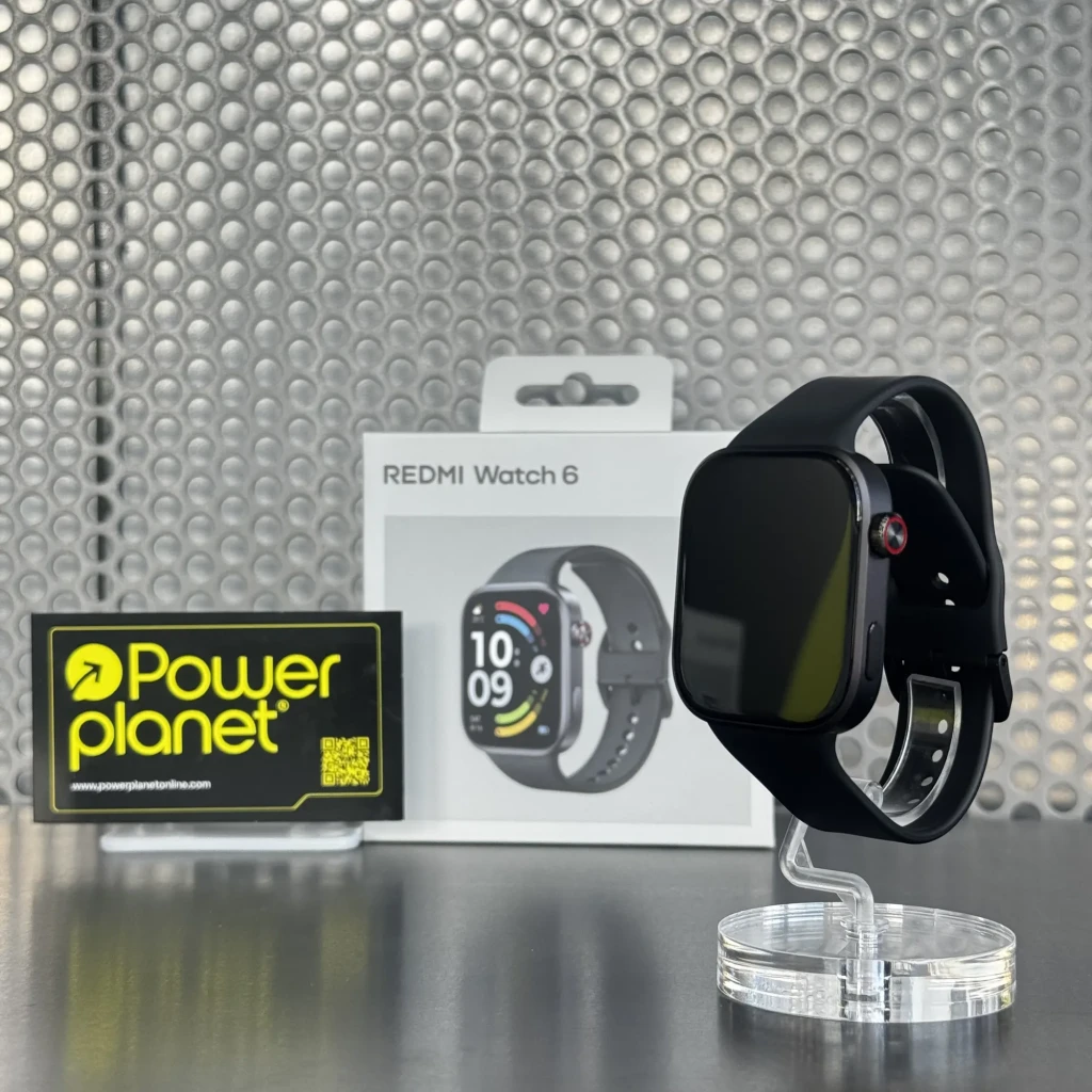 Xiaomi Redmi Watch 6 Noir avec boîtier argenté, écran AMOLED 2,07 pouces, cadran carré, couronne latérale rouge, bracelet silicone perforé - Ítem2