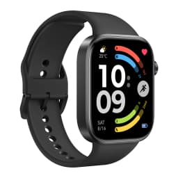 Xiaomi Redmi Watch 6 preto com tela AMOLED 2,07 pol, caixa retangular em alumínio, pulseira de silicone, mostrador colorido com métricas de fitness e clima