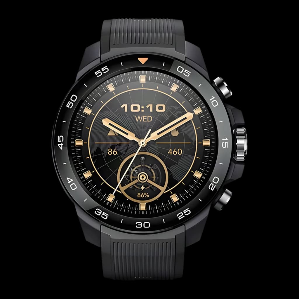 Mibro Watch GS Explorer S GPS Doble Banda L1+L5 10ATM 30m Buceo Libre Negro, frontal: esfera negra con manecillas doradas