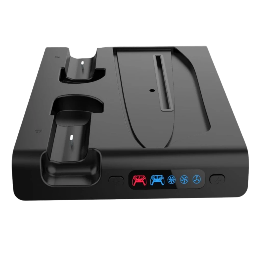 iPega P5S006H base de carga negra para PS5 Slim con ventilador, luces RGB, soporte para audífonos y dos ranuras para mandos DualSense - Ítem2
