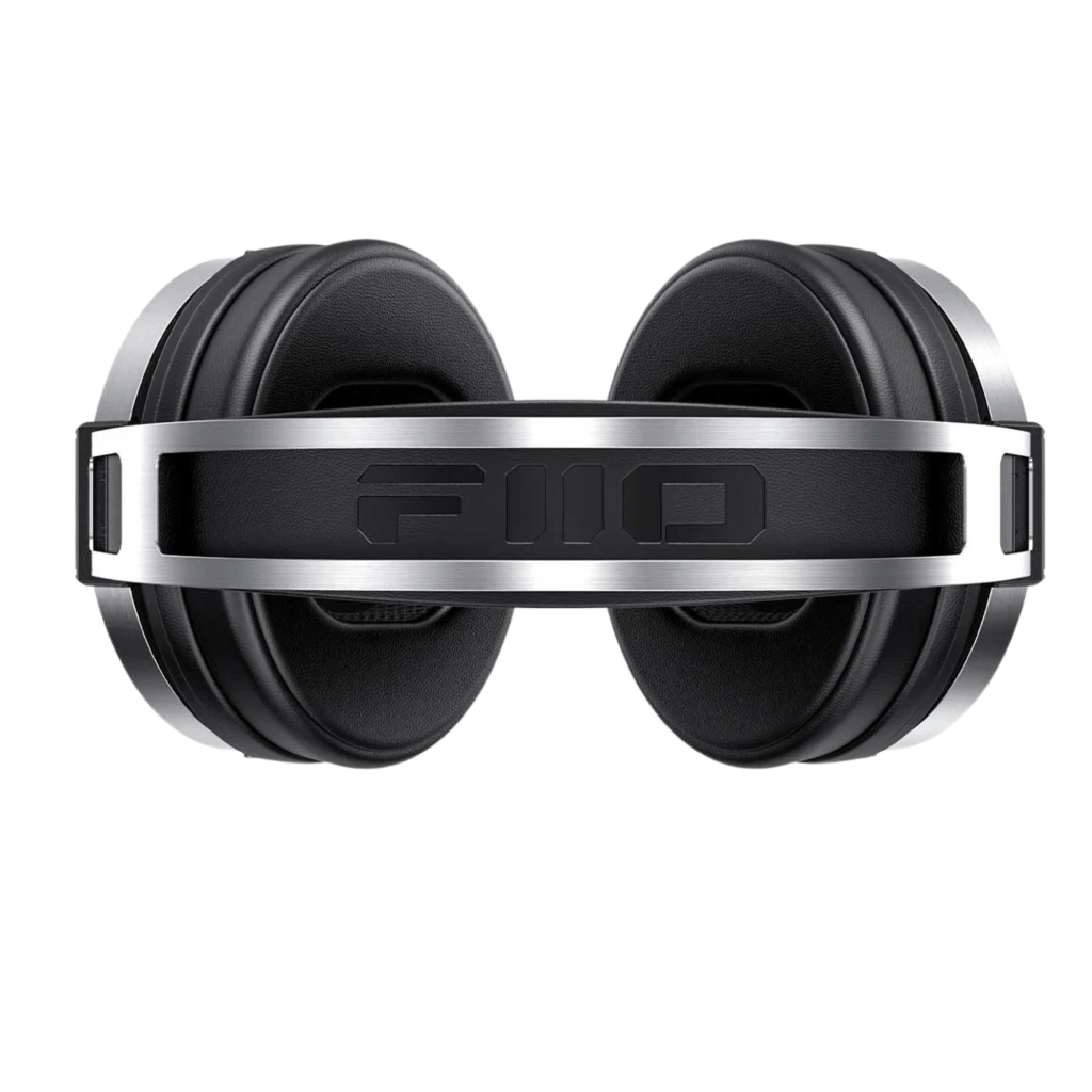 FiiO JT1 auscultadores supra-auriculares pretos com arco duplo metálico, conchas circulares com grelha perfurada, microfone integrado e driver de 50 mm - Item2