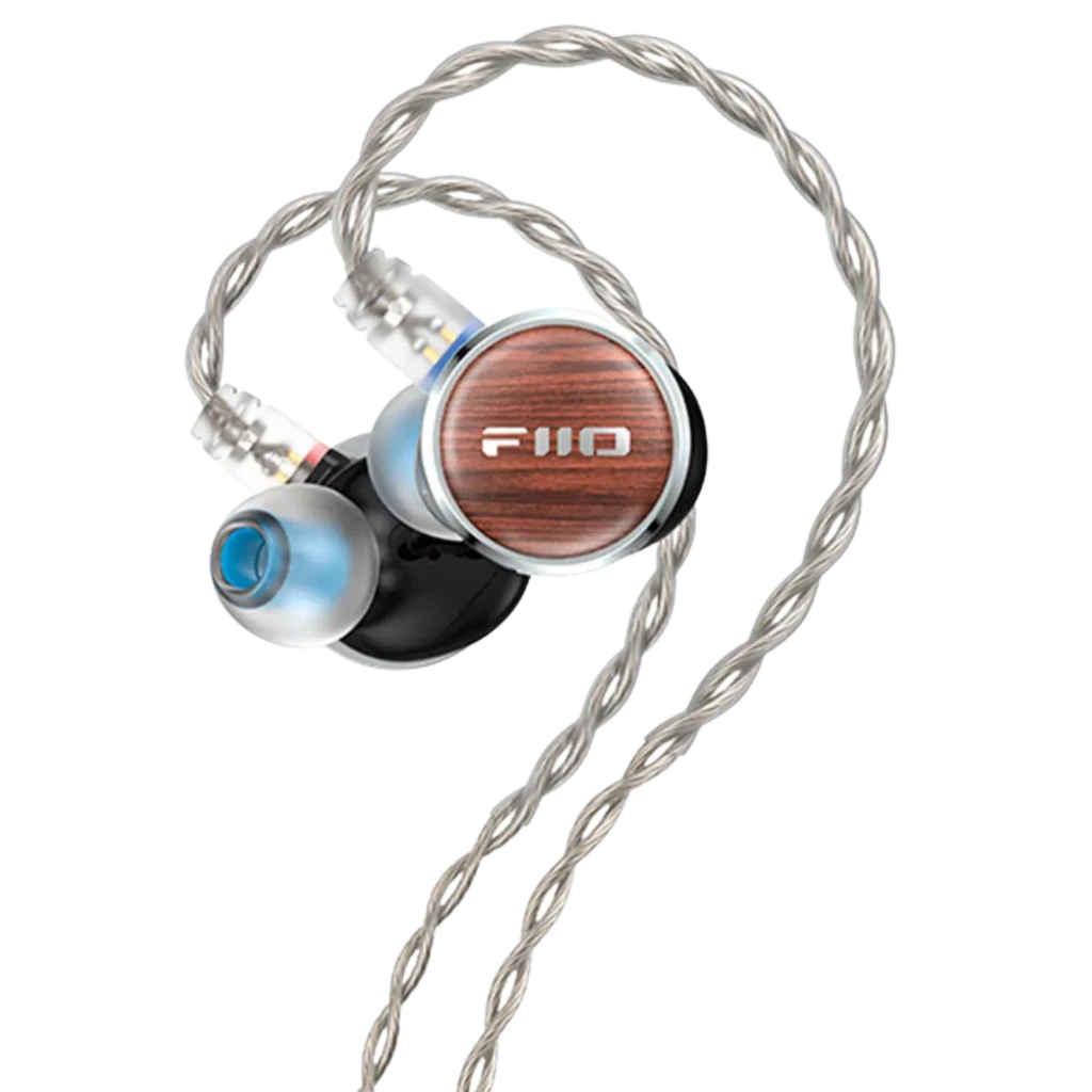 FiiO FP3 Planar 14,5 mm 36 Ω Nogueira Preta: auricular intra-auricular com face de madeira, carcaça metálica azul e cabo trançado prateado com plugue L 3,5 - Item1
