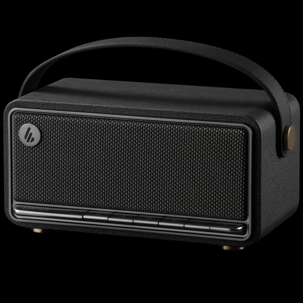 Edifier MP330 40 W Bluetooth, altavoz portátil negro con acabado texturizado, rejilla frontal metálica, asa de transporte, botones frontales y detalles