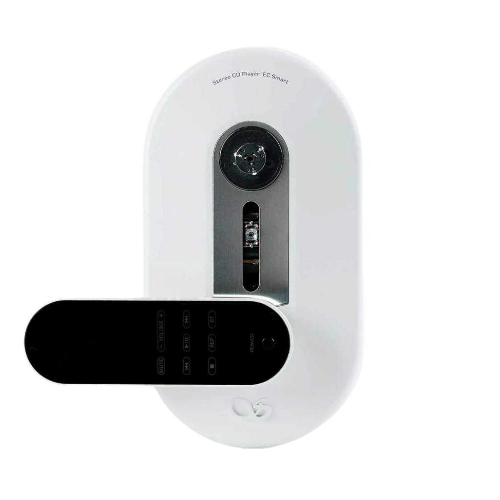 Shanling EC Smart Reproductor CD USB-C Blanco con diseño ovalado de pared, bandeja vertical y control frontal negro con botones táctiles y botón Power - Ítem1
