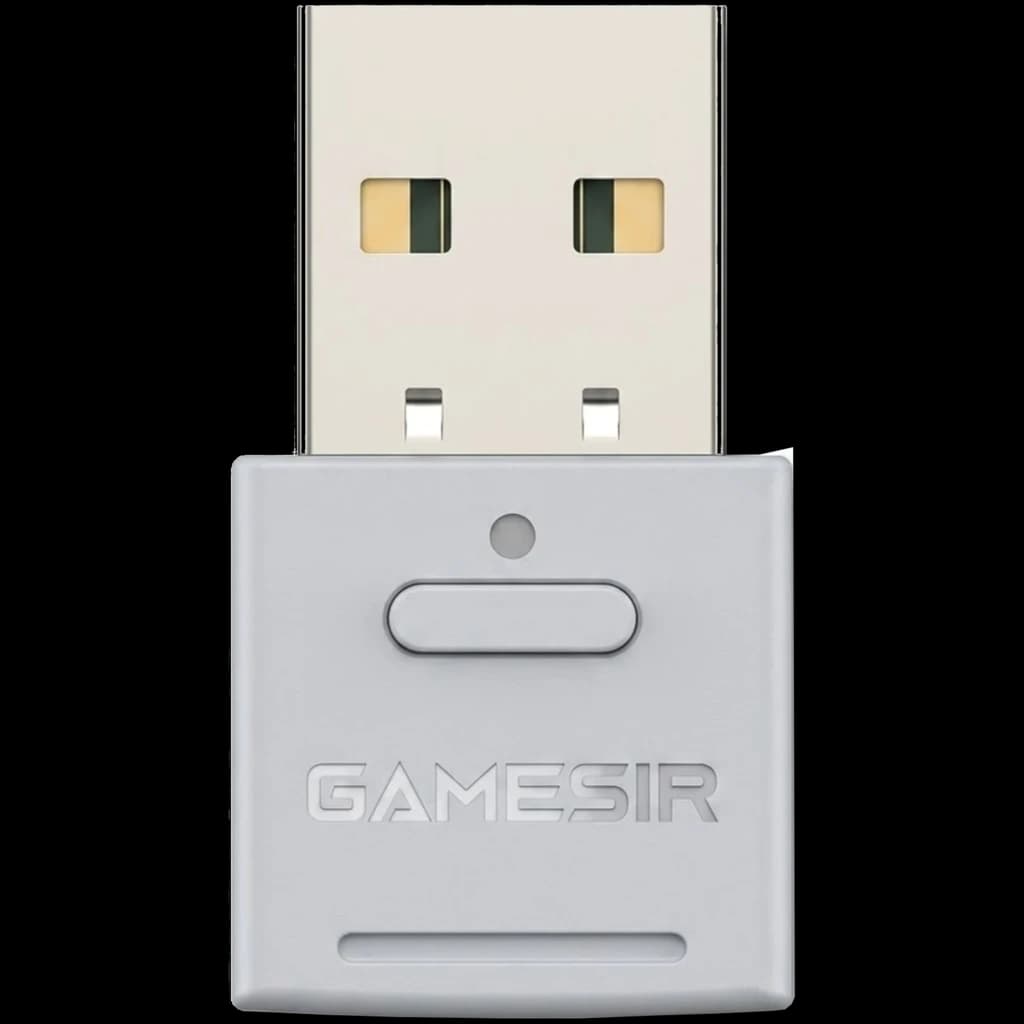 Adaptateur Bluetooth pour GameSir Nova 2 Lite, dongle USB compact gris avec bouton central, logo GameSir en relief, connecteur USB doré visible