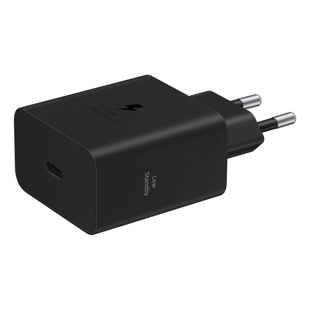 Adaptateur secteur USB-C 60 W noir, prise EU, finition mate, port unique en façade, icône éclair Ultra Fast Charging 2.0, compact et élégant