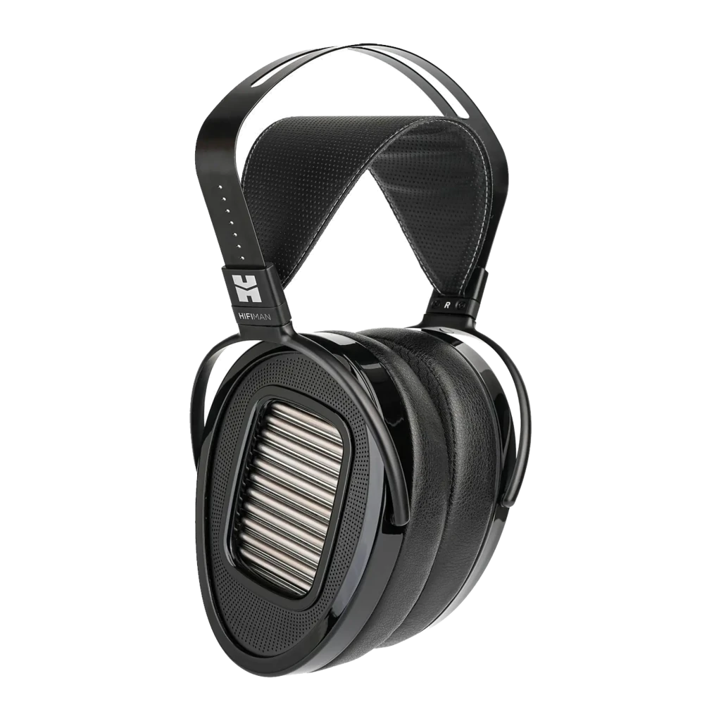 Casque Hifiman Arya Unveiled circum-aural noir, coques ovales grillagées, larges transducteurs planaires visibles, arceau perforé, câble jack 6,35 mm - Ítem10