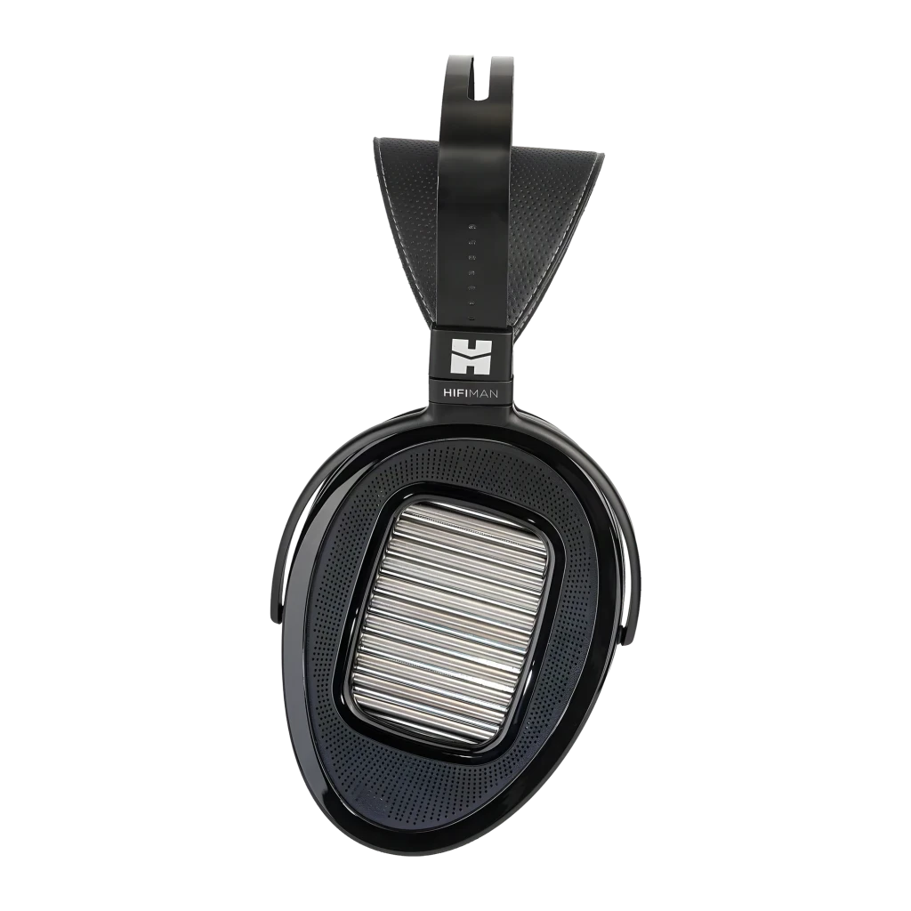 Casque Hifiman Arya Unveiled circum-aural noir, coques ovales grillagées, larges transducteurs planaires visibles, arceau perforé, câble jack 6,35 mm - Ítem9