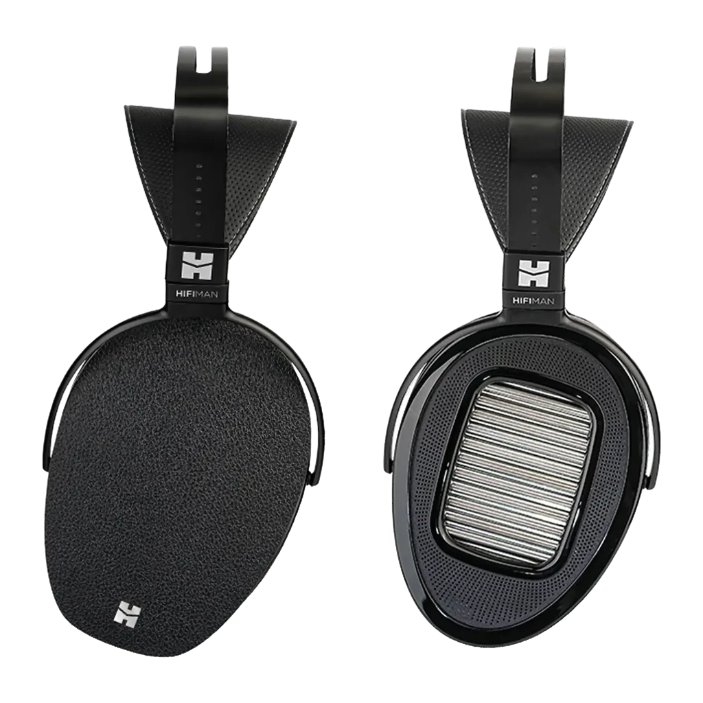 Casque Hifiman Arya Unveiled circum-aural noir, coques ovales grillagées, larges transducteurs planaires visibles, arceau perforé, câble jack 6,35 mm - Ítem5