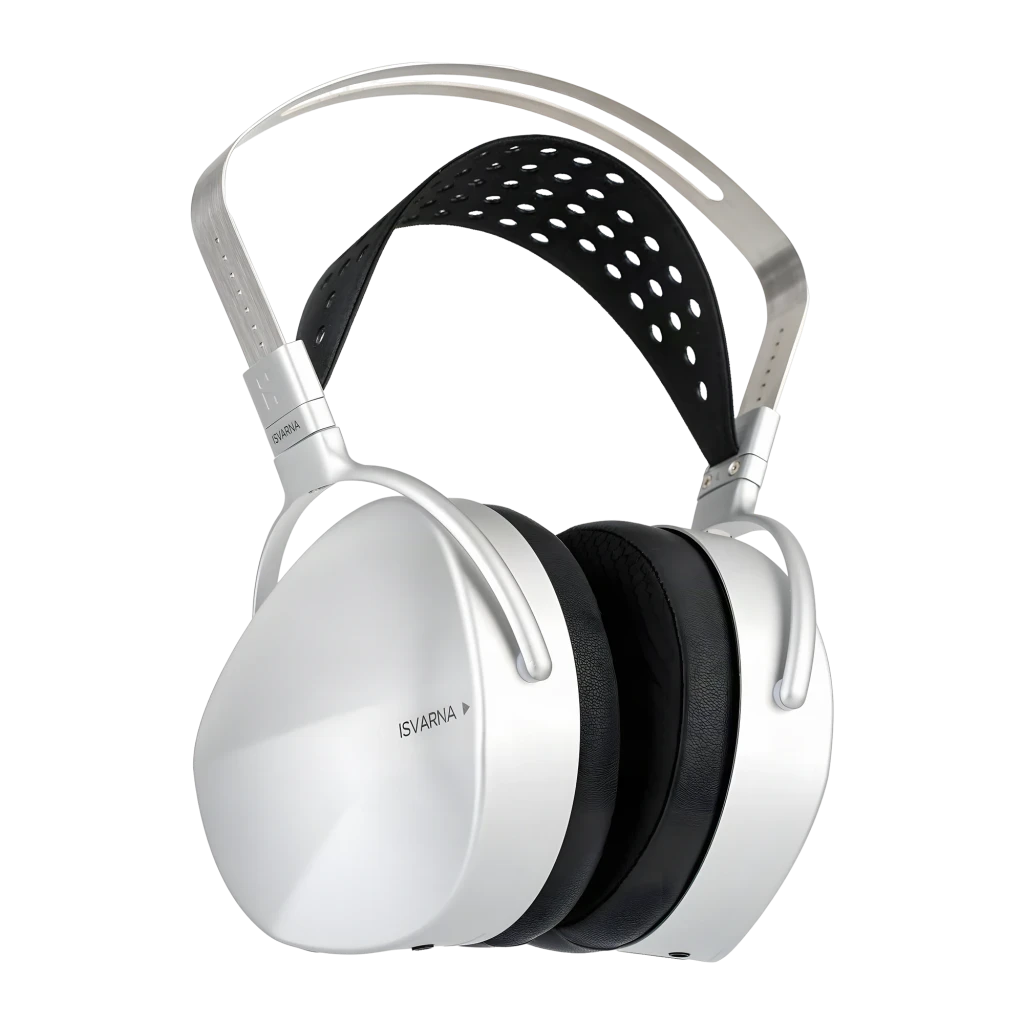 Casque Hifiman Isvarna argent brossé avec grands écouteurs ovales, arceau perforé noir, finitions métal, connectiques XLR, 6,35 mm et 3,5 mm Hi-Res - Ítem9