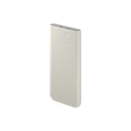 Batería externa beige compacta con acabado mate, logo 10 en relieve, dos puertos USB‑C superiores y bordes redondeados; diseño minimalista y delgado