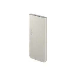 Power bank Samsung EB-P3400XUEGEU 10000 mAh beige, diseño delgado con bordes redondeados, carcasa mate y dos puertos USB-C en el borde superior