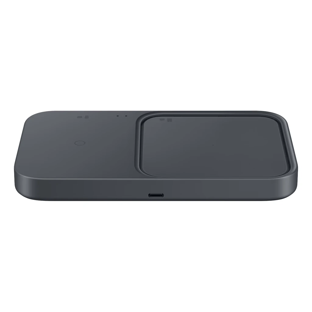 Samsung Super Fast Wireless Charger Duo 15W en gris oscuro, base rectangular de dos zonas con indicador LED y superficie antideslizante para carga Qi - Ítem1