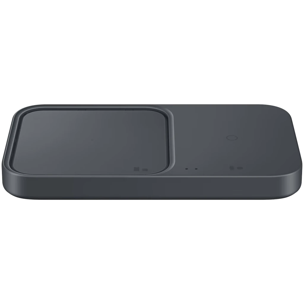 Samsung Super Fast Wireless Charger Duo 15W en gris oscuro, base rectangular de dos zonas con indicador LED y superficie antideslizante para carga Qi - Ítem