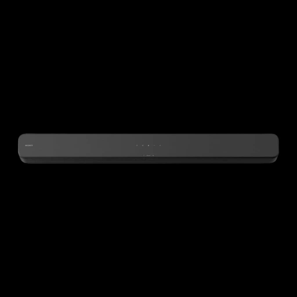 Barre de son Sony 2.0 canaux 120W Bluetooth Noir HT-SF150, détail: vue du dessus avec indicateurs LED et logo Sony visibles
