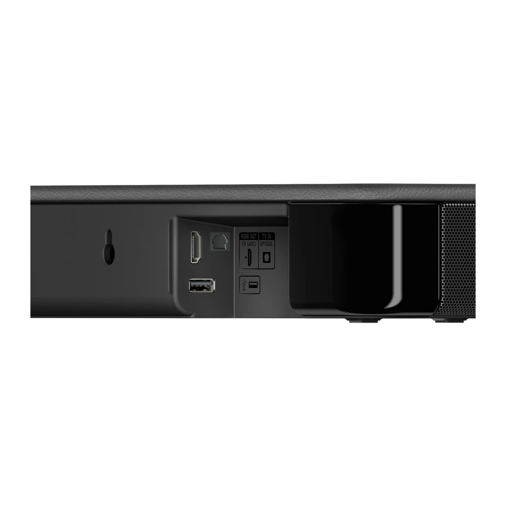 Barre de son Sony 2.0 canaux 120W Bluetooth Noir HT-SF150, vue arrière: ports HDMI, optique et USB visibles