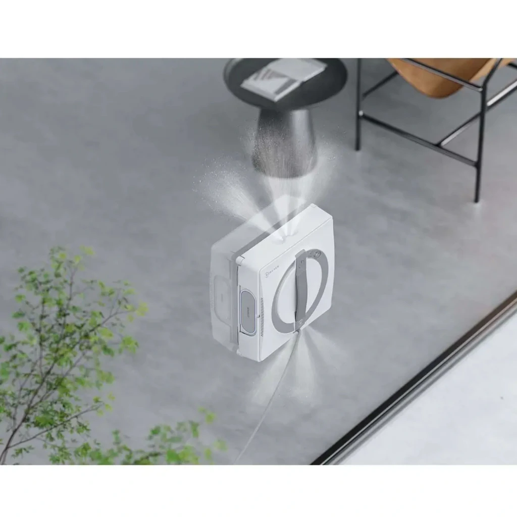 Ecovacs Winbot W2 Pro Omni Robô Limpador de Vidros com Três Bicos 4500 mAh em formato quadrado branco, alça central cinza e cabo frontal integrados - Item5