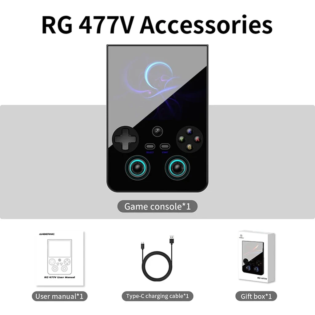 Anbernic RG477V 12GB/256GB Preto com tela brilhante, direcional em cruz, botões ABXY coloridos e dois analógicos iluminados, design portátil elegante - Item2