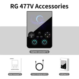 Anbernic RG477V 8GB/128GB Negro con pantalla vertical, cruceta clásica, botones ABXY, doble joystick circular iluminado y puerto USB tipo C; incluye cable y