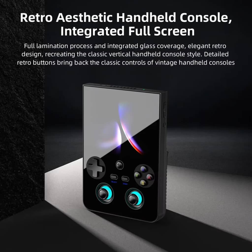 Anbernic RG477V 8GB/128GB Negro con pantalla completa brillante, cuerpo vertical retro, cruceta y botones ABXY, dos joysticks iluminados y altavoces frontales