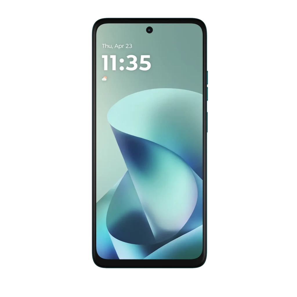 Motorola Moto G57 Power 5G turquoise, grand écran perforé, triple caméra arrière proéminente, bords fins, design mat élégant et moderne - Ítem1
