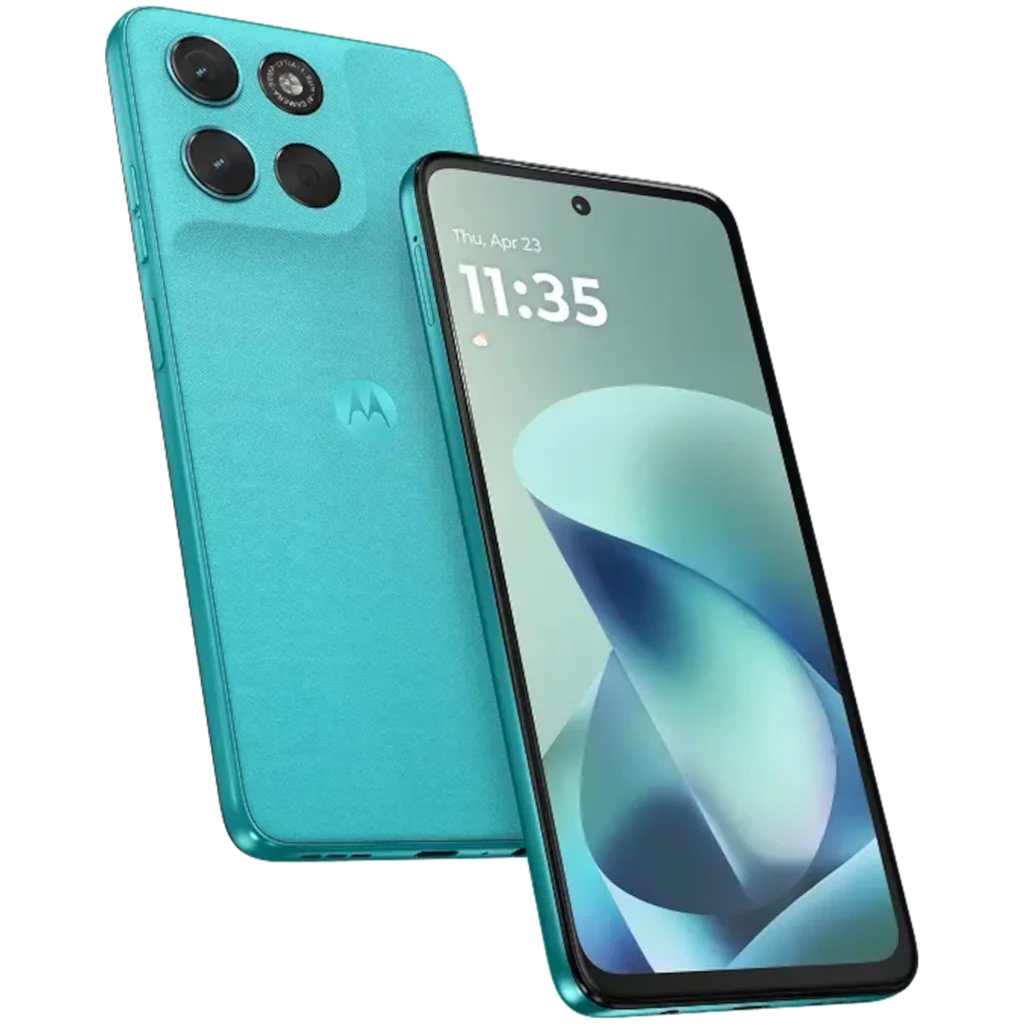 Motorola Moto G57 Power 5G turquoise, grand écran perforé, triple caméra arrière proéminente, bords fins, design mat élégant et moderne - Ítem