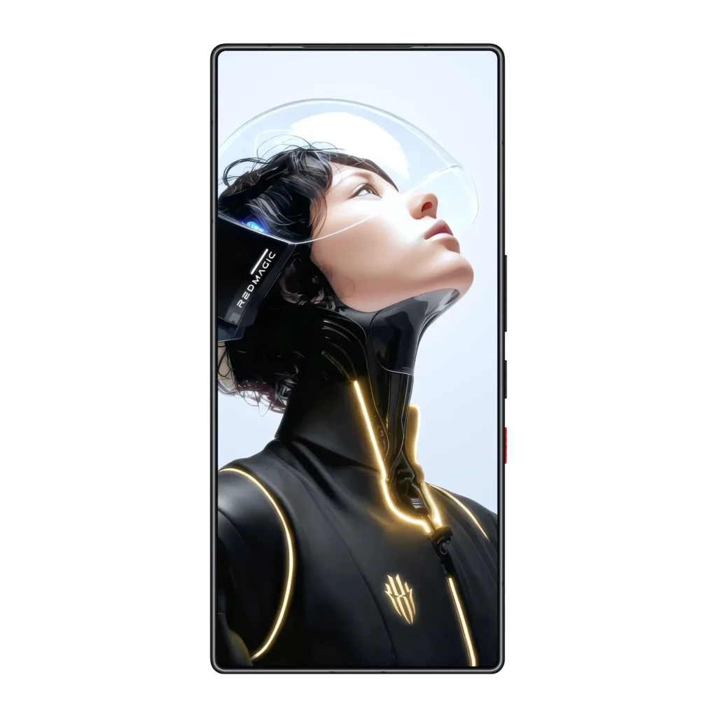 Nubia RedMagic 11 Pro 5G Golden Saga com traseira preta em fibra de carbono, anel dourado circular, módulo de câmeras triplo e tela AMOLED quase sem bordas - Item3