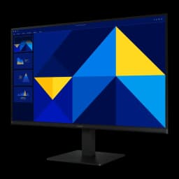 Moniteur Samsung Essential S3 S30GD 27 pouces FHD IPS 100Hz 5ms GTG Noir, détail: vue de côté avec écran allumé affichant