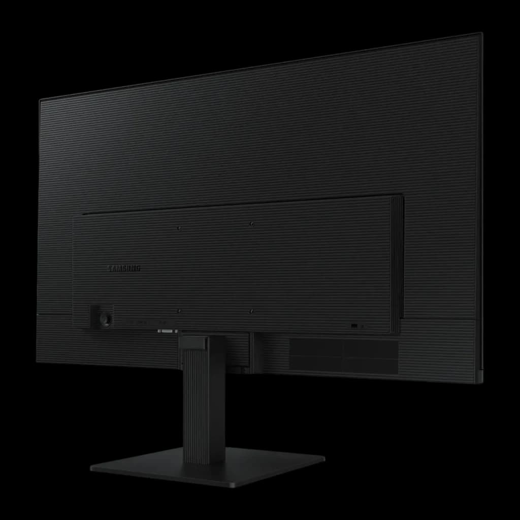 Moniteur Samsung Essential S3 S30GD 27 pouces FHD IPS 100Hz 5ms GTG Noir, vue arrière: panneau texturé avec logo Samsung