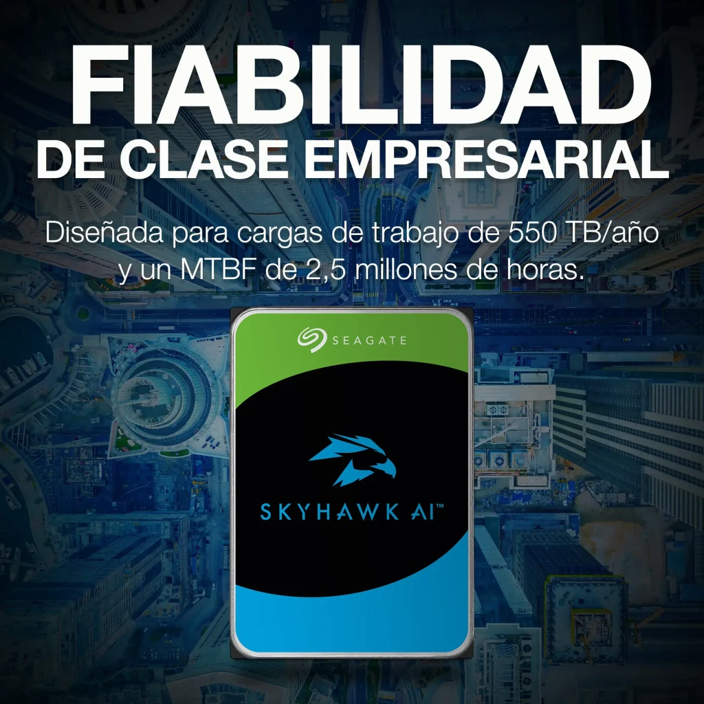 Disco rígido Seagate SkyHawk AI 8TB 3.5 polegadas 7200RPM ST8000VE001, fiabilidade empresarial: 550TB/ano e MTBF 2,5M horas