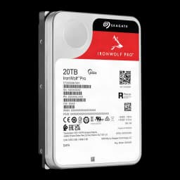 Disco rígido Seagate IronWolf Pro 20TB 3.5 polegadas 7200RPM ST20000NT001, detalhe: etiqueta frontal com capacidade, número