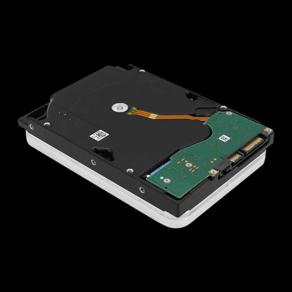 Disco rígido Seagate IronWolf Pro 16TB 3.5 polegadas HDD 7200RPM ST16000NT001, vista traseira: PCB verde com conector SATA