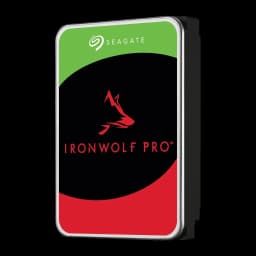 Disco rígido Seagate IronWolf Pro 16TB 3.5 polegadas HDD 7200RPM ST16000NT001, detalhe: etiqueta frontal com logótipo lobo