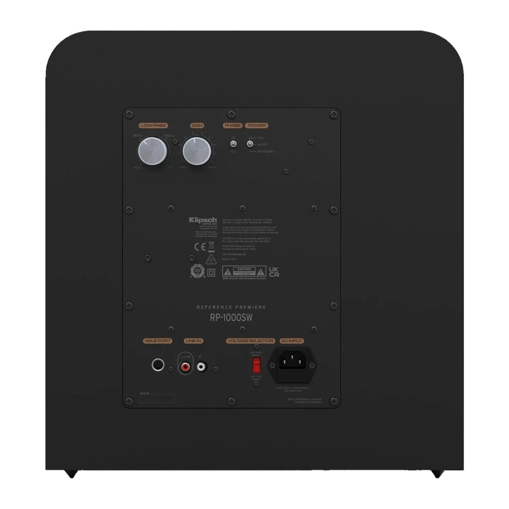 Klipsch RP-1000SW Subwoofer 300 W RMS con driver frontal cobre de gran tamaño, gabinete negro mate y puerto frontal para graves profundos y potentes - Ítem4