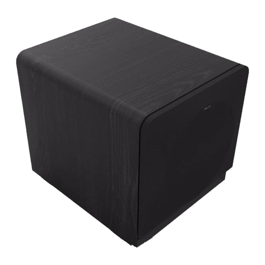 Klipsch RP-1400SW Subwoofer 500 W RMS con gabinete negro texturizado y driver frontal color cobre, esquinas redondeadas y pies antivibración - Ítem4