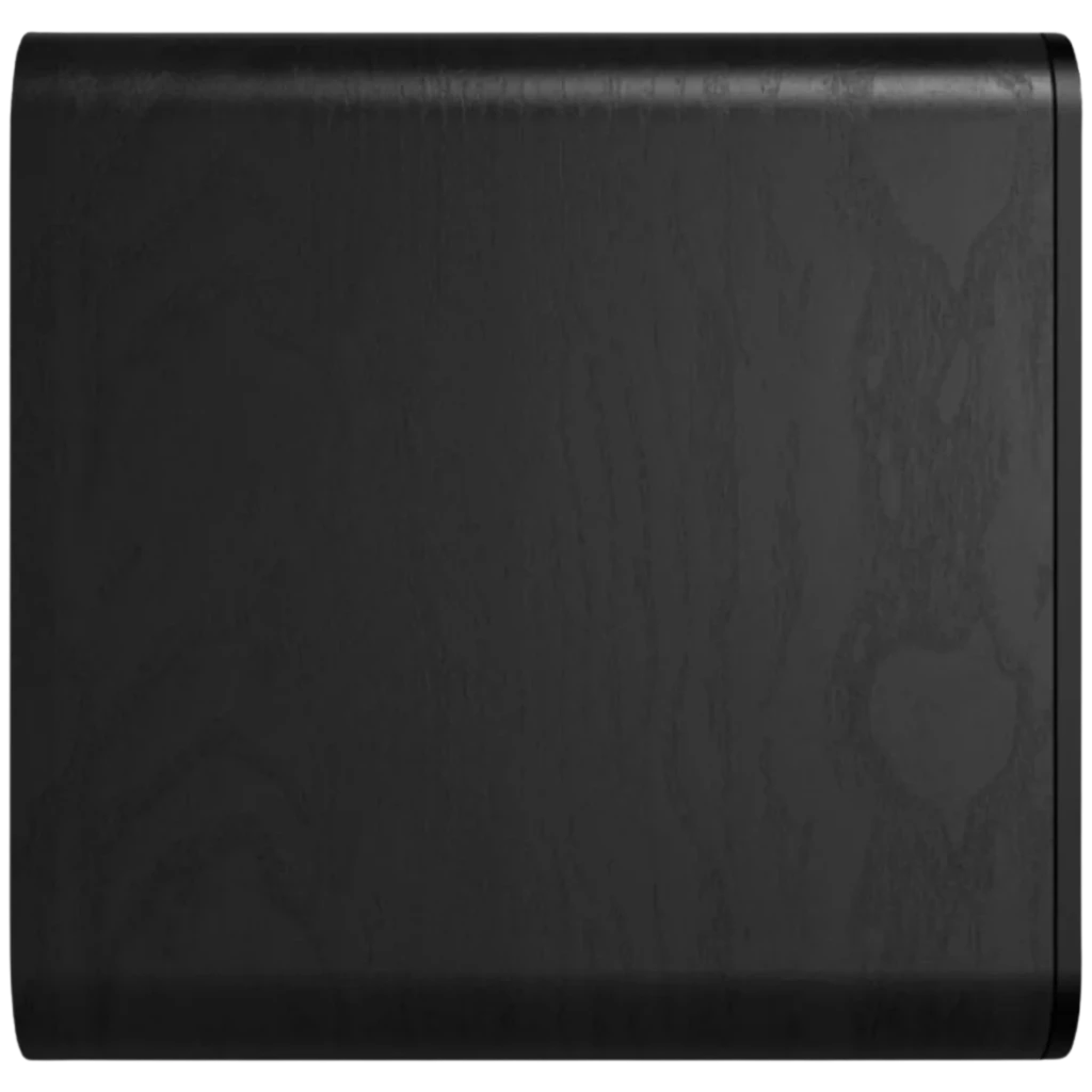 Klipsch Flexus Sub 100 80 W en negro mate, panel frontal liso con logotipo circular plateado en la base, diseño compacto y minimalista - Ítem2