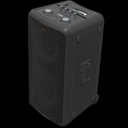 Klipsch Miami Bluetooth 18 h IPX4 haut‑parleur portable noir, boîtier robuste rainuré, grande grille métallique, poignée intégrée et roulettes arrière
