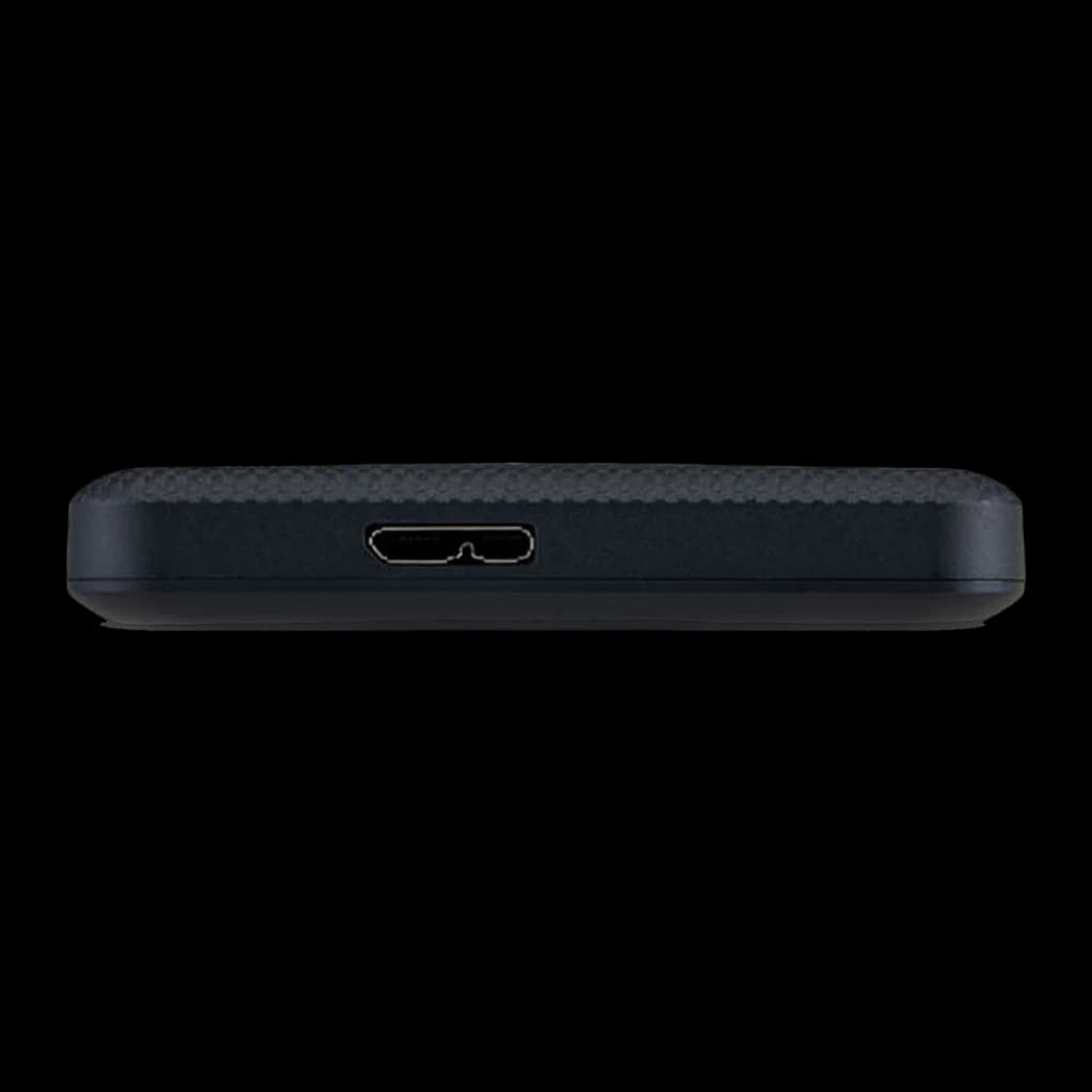 Disque dur externe Toshiba Canvio Advance 2To USB 3.2 Gen 1 Noir, détail: port Micro-USB sur la tranche inférieure