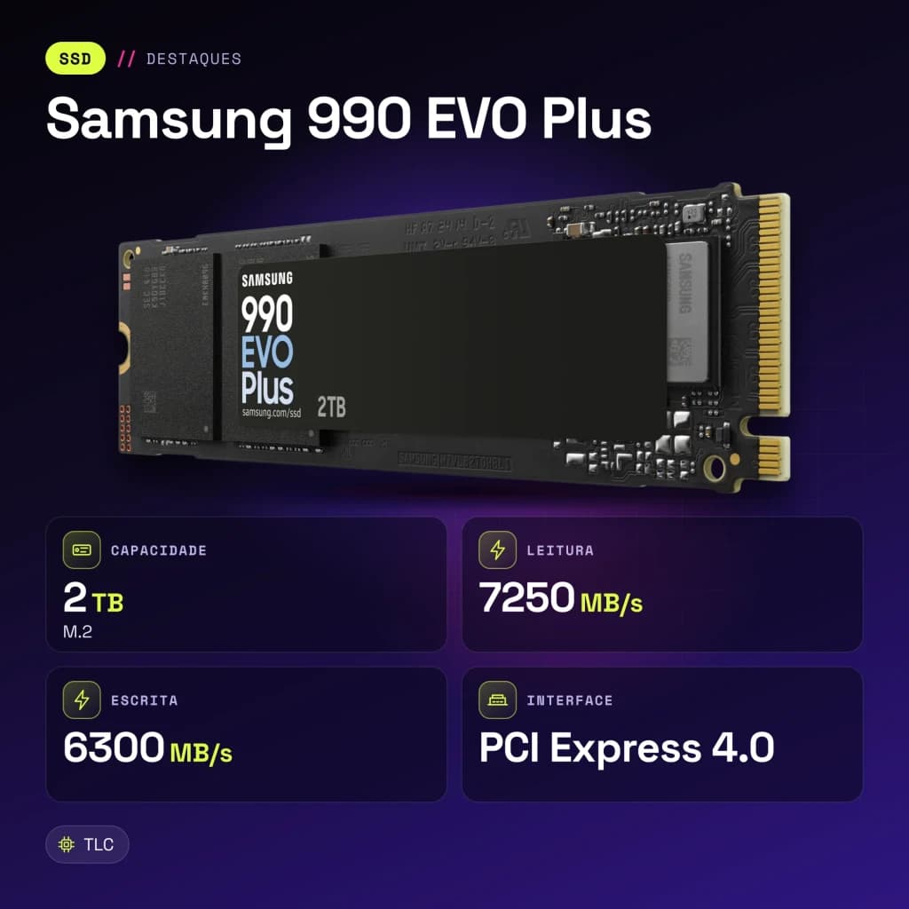 SSD Samsung 990 EVO Plus 2TB NVMe PCIe 4.0 M.2 2280 - características