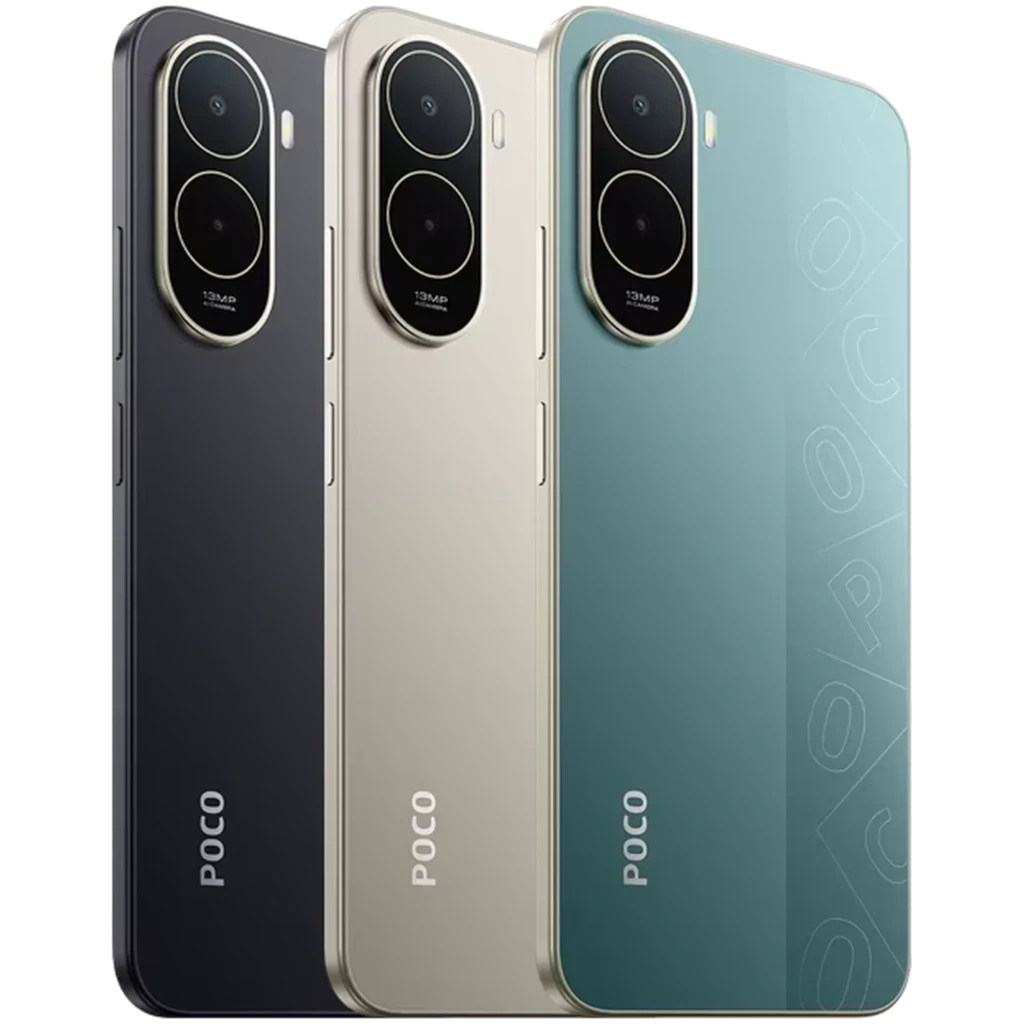 Xiaomi Poco C81 Pro 4GB/256GB Negro com tela ampla de bordas finas, notch em gota, traseira preta fosca e módulo de câmera dupla com aro dourado - Item6