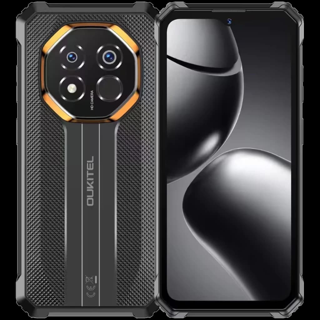 Oukitel G7 128Go Noir robuste IP68, dos texturé antichoc, module photo circulaire triple avec cadre doré, écran bord à bord discret, 4Go, 10600 mAh