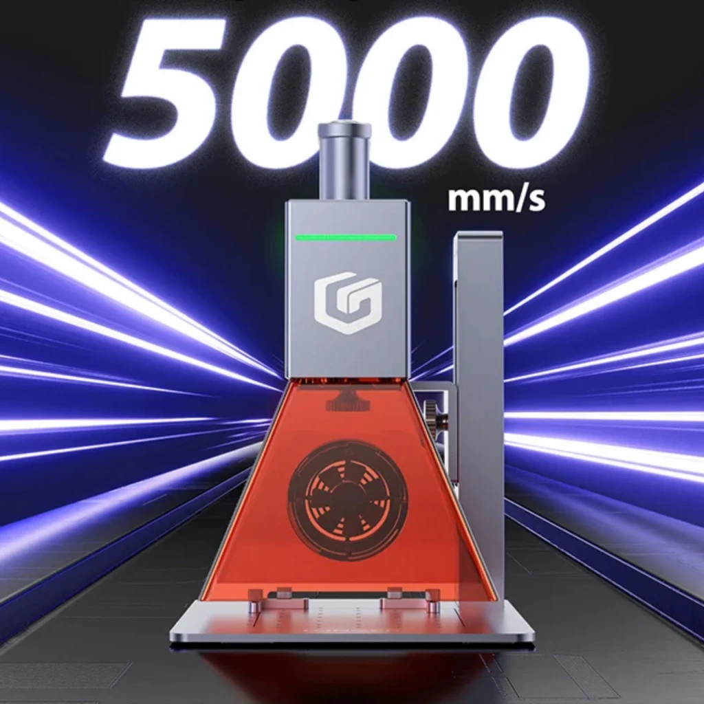 Grabador láser portátil Longer Nano 6W con módulo galvo 5000 mm/s, carcasa gris y cubierta protectora naranja, mesa perforada y asa superior - Ítem4