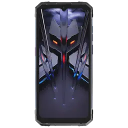 Hotwav Cyber 18 4G preto com tela cheia 120 Hz, moldura robusta e design futurista com luzes vermelhas na interface, aparência resistente e gamer