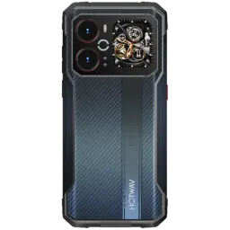 Hotwav Cyber 18 4G 256 GB Preto 8 GB 120 Hz com traseira texturizada, módulo duplo de câmera com aros vermelhos e detalhe mecânico aparente no canto superior