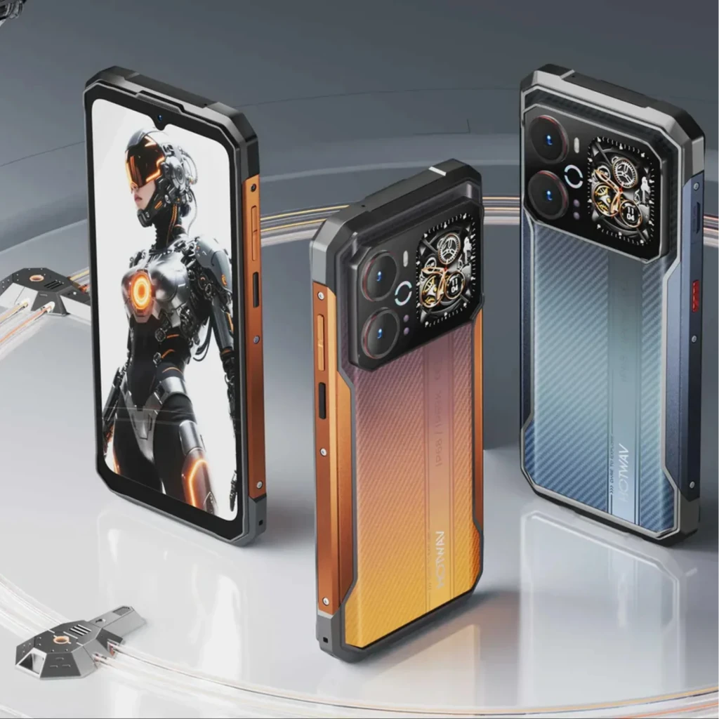 Hotwav Cyber 18 4G 256 Go Orange 8 Go 6200 mAh avec design robuste IP68 IP69K, dos texturé orange, module photo double grand anneau, écran bord fin au style - Ítem8