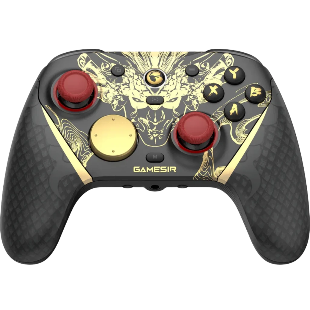 GameSir G7 Pro Nioh 3 Edition com arte dourada, botões ABXY, sticks vermelhos, gatilhos texturizados e base com logo Nioh 3 para PC, Android, iOS e Switch - Item1