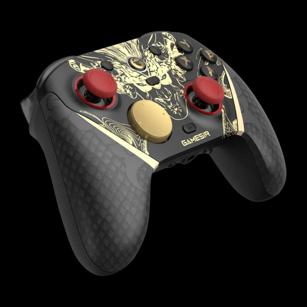 GameSir G7 Pro Nioh 3 Edition mando inalámbrico negro con dorado, arte samurái, sticks rojos, botones dorados, agarres texturizados y diseño premium