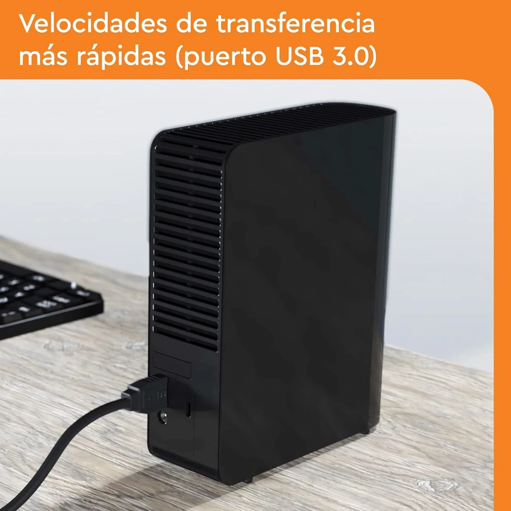 Western Digital WD Elements Desktop 20 TB HDD externo USB 3.2 color negro, carcasa brillante compacta con LED frontal y logo WD en la base - Ítem2