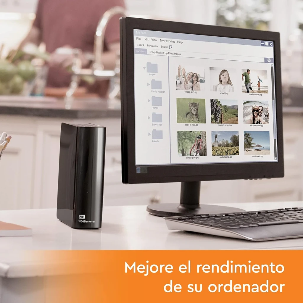 Western Digital WD Elements Desktop 20 TB HDD externo USB 3.2 color negro, carcasa brillante compacta con LED frontal y logo WD en la base - Ítem1
